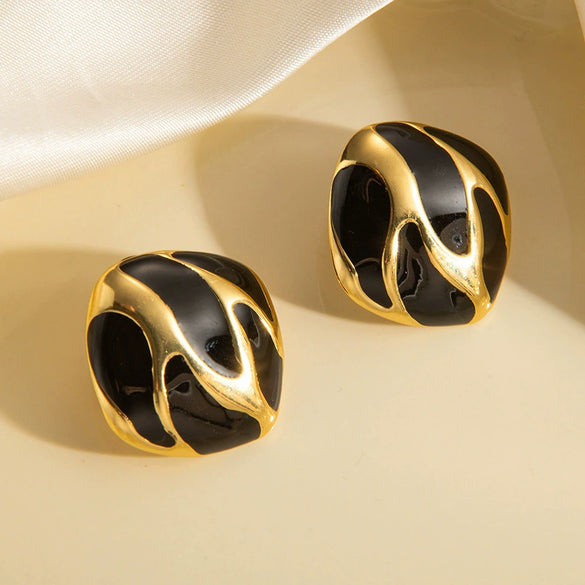 Stainless Steel And Titanium Steel Geometric Female Retro Fashion Earrings With Electroplating
