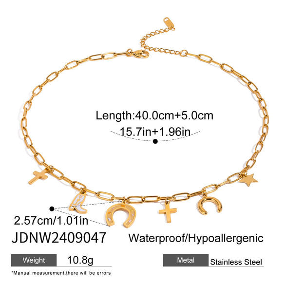 Stainless Steel And Titanium Steel Geometric Four Leaf Clover Love Women's Necklace With Electroplating