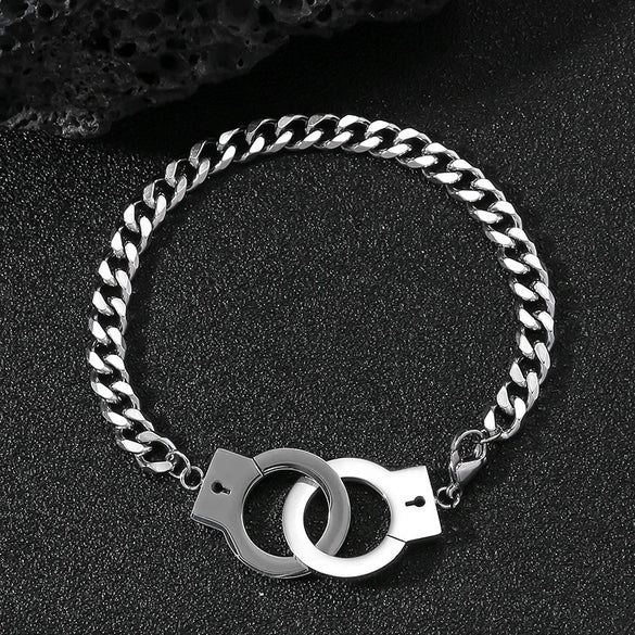 Stainless Steel And Titanium Steel Geometric Handcuffs Style Jewelry For Men And Women With Electroplating Treatment