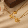 Stainless Steel And Titanium Steel Geometric Irregular Sun Pendant Necklace With O Word Chain And Electroplating For Women