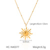 Stainless Steel And Titanium Steel Geometric Irregular Sun Pendant Necklace With O Word Chain And Electroplating For Women