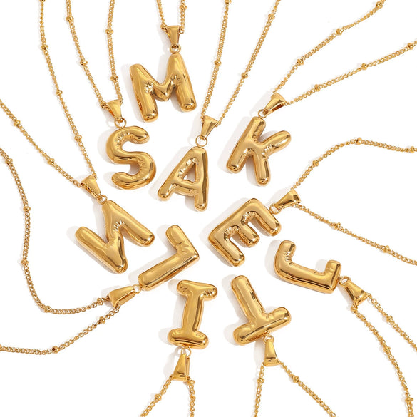 Stainless Steel And Titanium Steel Geometric Letter Necklace Pendant With Electroplating For Women