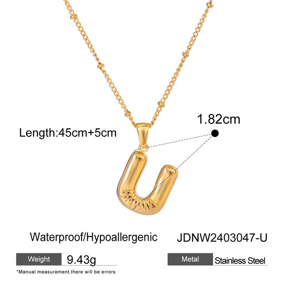 Stainless Steel And Titanium Steel Geometric Letter Necklace Pendant With Electroplating For Women