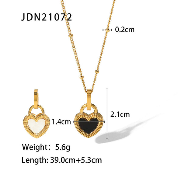 Stainless Steel And Titanium Steel Geometric Love Pendant Necklace For Women With Electroplating Treatment