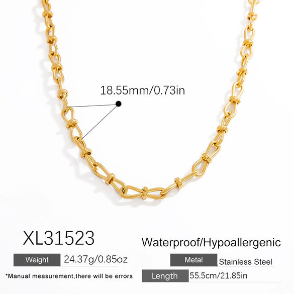 Stainless Steel And Titanium Steel Geometric Minimalist Pendant Necklace Electroplated With 18K Real Gold
