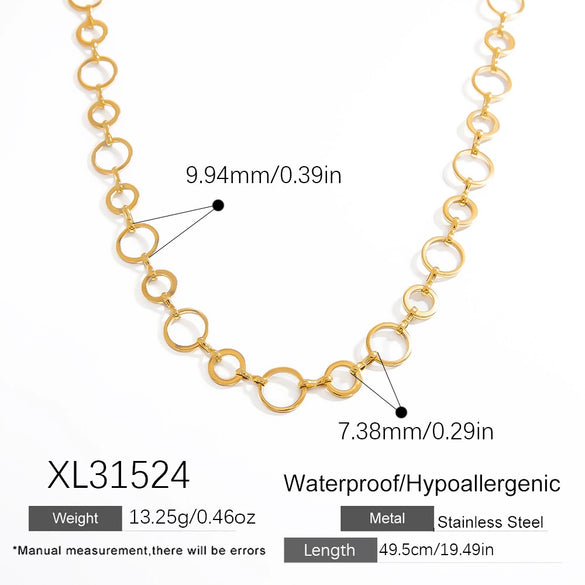 Stainless Steel And Titanium Steel Geometric Minimalist Pendant Necklace Electroplated With 18K Real Gold