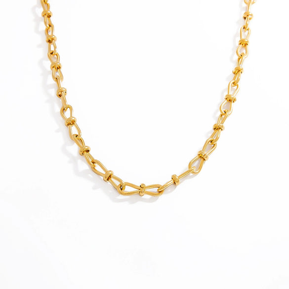 Stainless Steel And Titanium Steel Geometric Minimalist Pendant Necklace Electroplated With 18K Real Gold