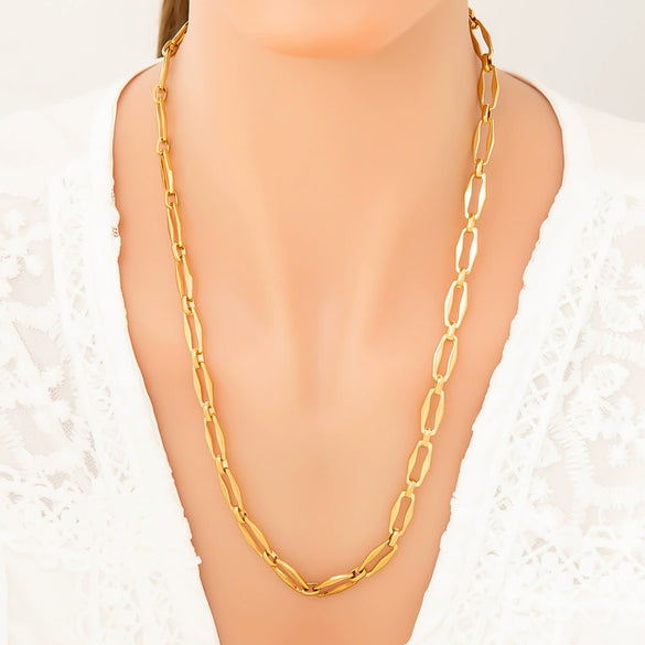 Stainless Steel And Titanium Steel Geometric Minimalist Pendant Necklace Electroplated With 18K Real Gold