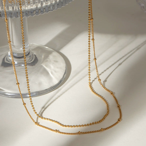 Stainless Steel And Titanium Steel Geometric Multilayer Necklace With Electroplating Treatment