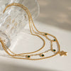 Stainless Steel And Titanium Steel Geometric Multilayer Rhinestone Pendant Stacked Necklace For Women With Electroplating