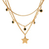 Stainless Steel And Titanium Steel Geometric Multilayer Rhinestone Pendant Stacked Necklace For Women With Electroplating