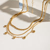 Stainless Steel And Titanium Steel Geometric Multilayer Stacked Clavicle Necklace For Women With Electroplating
