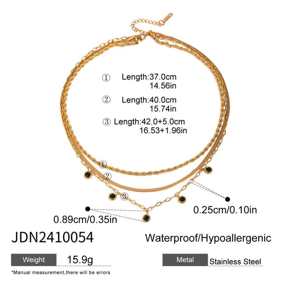 Stainless Steel And Titanium Steel Geometric Multilayer Stacked Clavicle Necklace For Women With Electroplating
