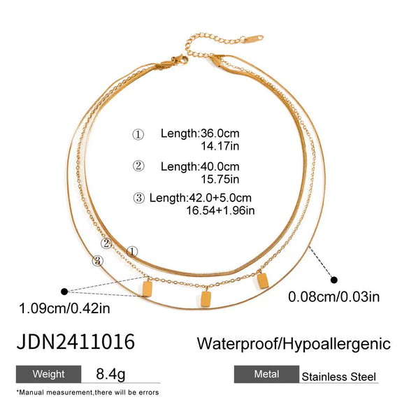 Stainless Steel And Titanium Steel Geometric Multilayer Stacked Necklace With Electroplating For Women
