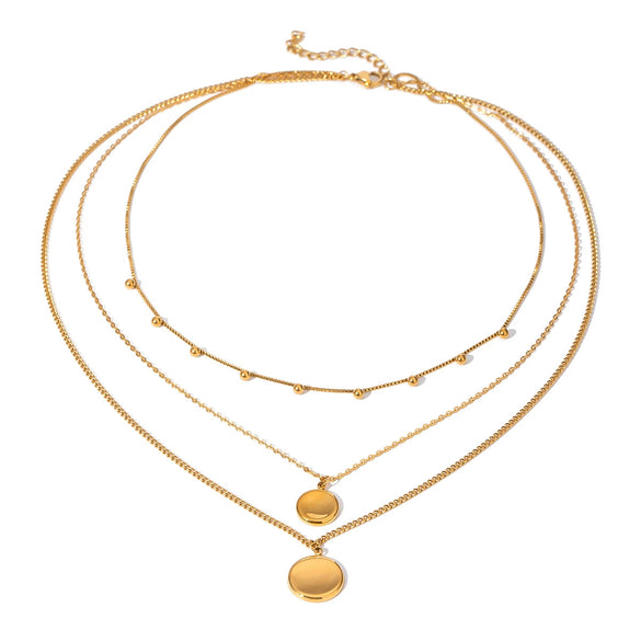 Stainless Steel And Titanium Steel Geometric Multilayer Women's Necklace With Electroplating