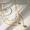 Stainless Steel And Titanium Steel Geometric Multilayer Women's Necklace With Electroplating