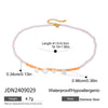 Stainless Steel And Titanium Steel Geometric Natural Stone Zircon Pearl Bead Necklace With Electroplating For Women