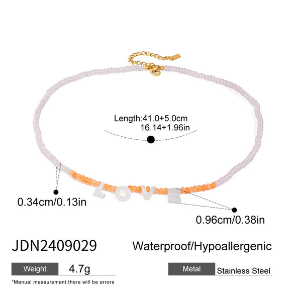 Stainless Steel And Titanium Steel Geometric Natural Stone Zircon Pearl Bead Necklace With Electroplating For Women