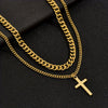 Stainless Steel And Titanium Steel Geometric Ochain Doublelayer Cross Clavicle Necklace With Electroplating