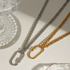 Stainless Steel And Titanium Steel Geometric Oval Necklace Electroplated For Women