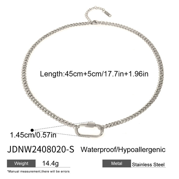 Stainless Steel And Titanium Steel Geometric Oval Necklace Electroplated For Women