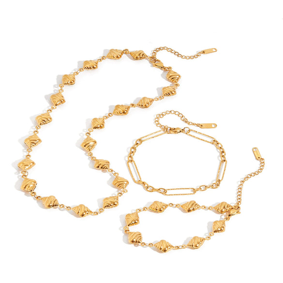Stainless Steel And Titanium Steel Geometric Pattern Electroplated Women's Bread Necklace Jewelry