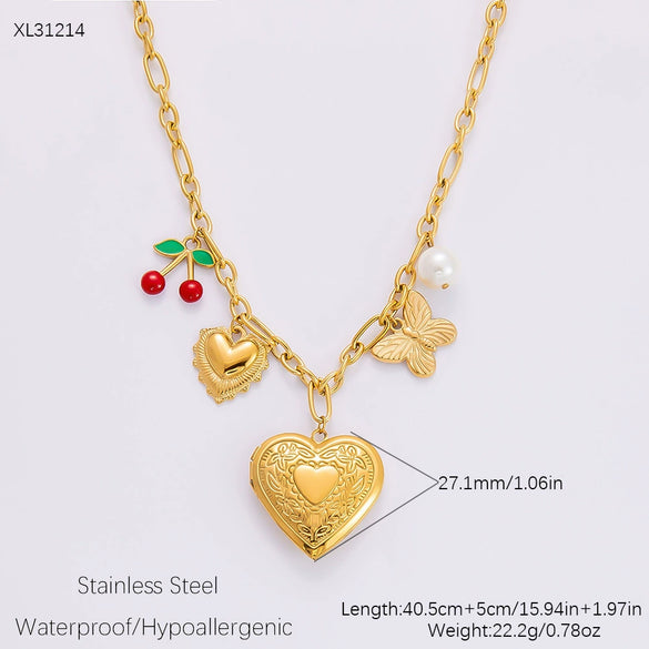 Stainless Steel And Titanium Steel Geometric Pendant Clavicle Chain Necklace With 18K Gold Electroplating For Women