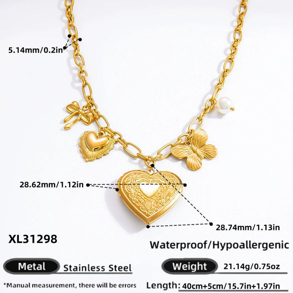 Stainless Steel And Titanium Steel Geometric Pendant Clavicle Chain Necklace With 18K Gold Electroplating For Women