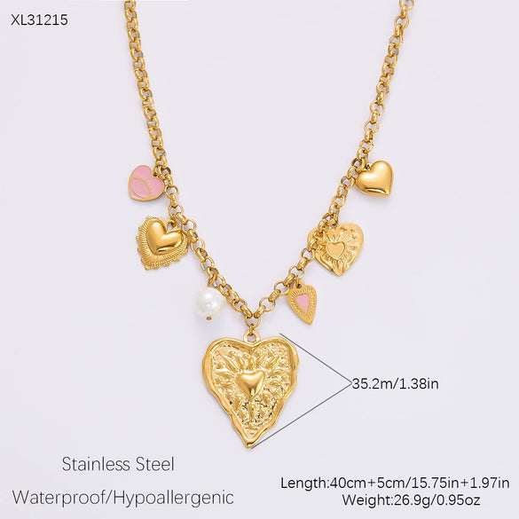 Stainless Steel And Titanium Steel Geometric Pendant Clavicle Chain Necklace With 18K Gold Electroplating For Women