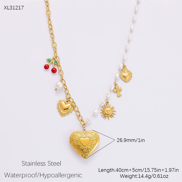 Stainless Steel And Titanium Steel Geometric Pendant Clavicle Chain Necklace With 18K Gold Electroplating For Women