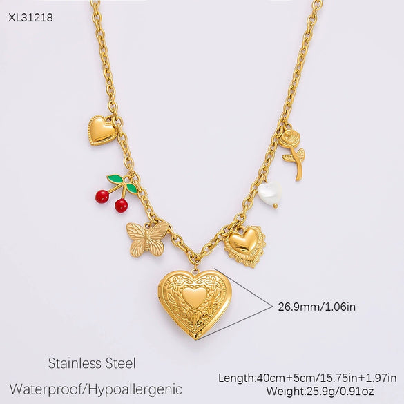 Stainless Steel And Titanium Steel Geometric Pendant Clavicle Chain Necklace With 18K Gold Electroplating For Women