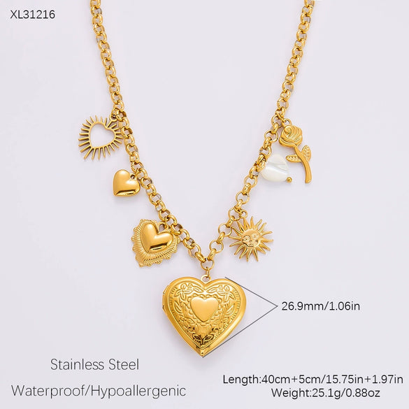 Stainless Steel And Titanium Steel Geometric Pendant Clavicle Chain Necklace With 18K Gold Electroplating For Women