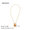 Stainless Steel And Titanium Steel Geometric Pendant Necklace With Red Agate Electroplating Style For Women