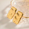 Stainless Steel And Titanium Steel Geometric Square Earrings With Hammer Pattern Electroplated Jewelry For Women