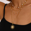 Stainless Steel And Titanium Steel Geometric Star Moon Pendant Pearl Multilayer Overlapping Necklace For Women With Electroplating