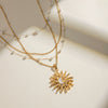Stainless Steel And Titanium Steel Geometric Star Moon Pendant Pearl Multilayer Overlapping Necklace For Women With Electroplating