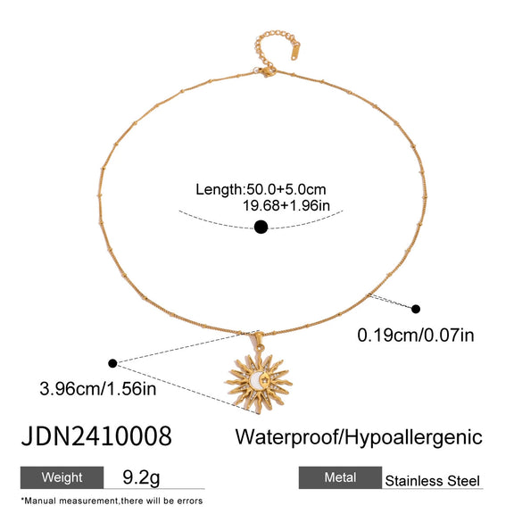 Stainless Steel And Titanium Steel Geometric Star Moon Pendant Pearl Multilayer Overlapping Necklace For Women With Electroplating