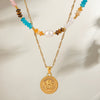Stainless Steel And Titanium Steel Geometric Style Angel Pendant Necklace With Electroplating Treatment
