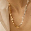 Stainless Steel And Titanium Steel Geometric Style Necklace With Regular Chain And Electroplating Treatment For Women