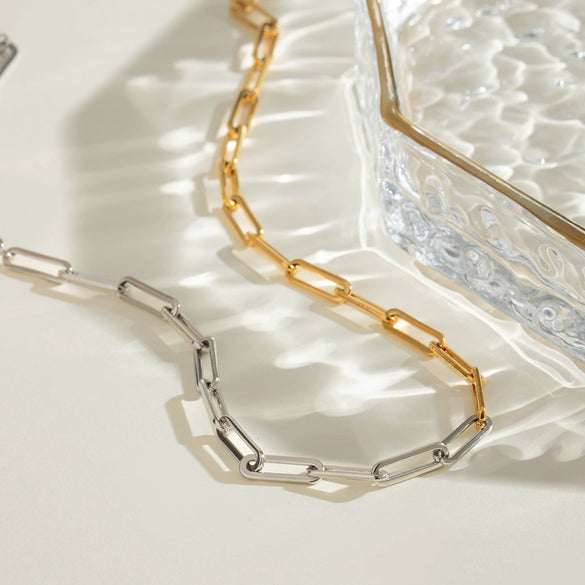 Stainless Steel And Titanium Steel Geometric Style Necklace With Regular Chain And Electroplating Treatment For Women