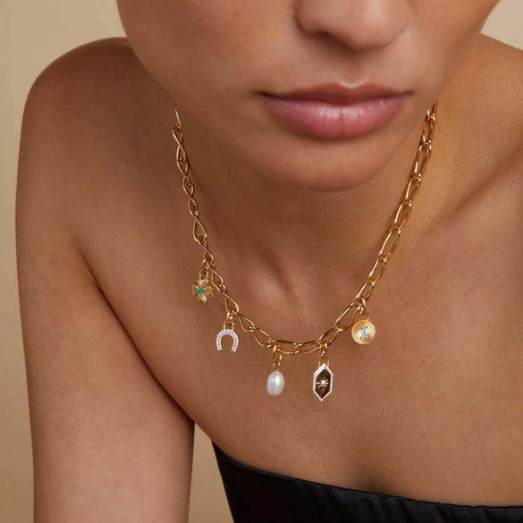 Stainless Steel And Titanium Steel Geometric Style Pendant Necklace With Electroplating And Vacuum Plated 18K Gold Color Protection