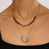 Stainless Steel And Titanium Steel Geometric Sunflower Pendant Necklace With Electroplating For Women