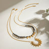 Stainless Steel And Titanium Steel Geometric Sunflower Pendant Necklace With Electroplating For Women