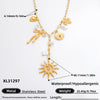 Stainless Steel And Titanium Steel Geometric Sunflower Tarot Pendant Clavicle Chain Jewelry For Women With Electroplating