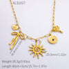 Stainless Steel And Titanium Steel Geometric Sunflower Tarot Pendant Clavicle Chain Jewelry For Women With Electroplating