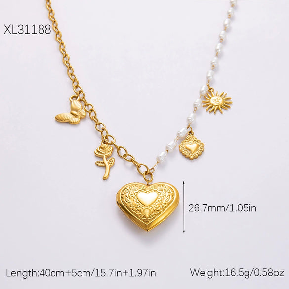 Stainless Steel And Titanium Steel Geometric Sunflower Tarot Pendant Clavicle Chain Jewelry For Women With Electroplating