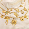 Stainless Steel And Titanium Steel Geometric Sunflower Tarot Pendant Clavicle Chain Jewelry For Women With Electroplating