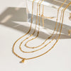 Stainless Steel And Titanium Steel Geometric Water Drop Pendant Multilayer Stacked Clavicle Chain Necklace For Women With Electroplating