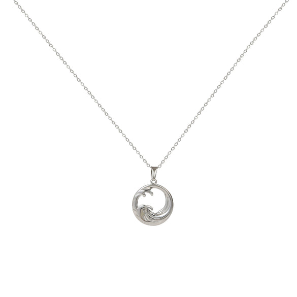 Stainless Steel And Titanium Steel Geometric Wave Pendant Necklace With Ochain Electroplated Simple Natural Style Unisex