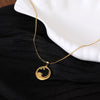 Stainless Steel And Titanium Steel Geometric Wave Pendant Necklace With Ochain Electroplated Simple Natural Style Unisex